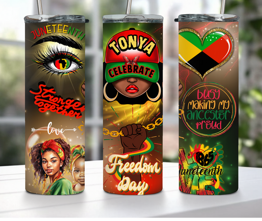 JUNETEENTH (Personalized) 20oz Tumbler with Metal Straw