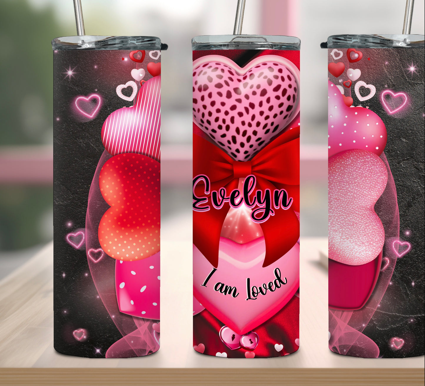 SHE IS LOVED (20oz Stainless Steel tumbler with metal straw)