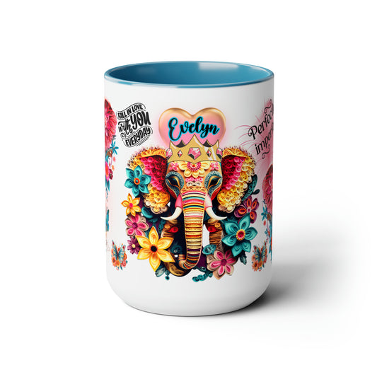 ELEPHANTS AND BUTTERFLIES (Personalized) 15oz Cofee Mug